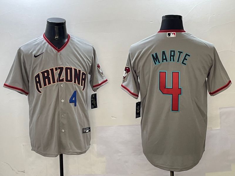 Men Arizona Diamondback #4 Marte Grey Game 2025 Nike MLB Jersey style 2->philadelphia phillies->MLB Jersey